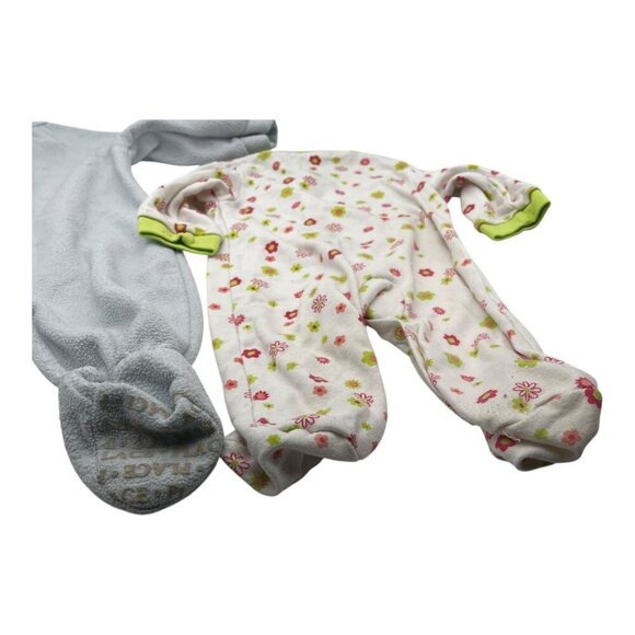 Lot of 2 Baby Girl One Piece Footed Pajamas 3-6M Floral Long Sleeves Crew Neck - Picture 16 of 16